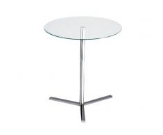 Versa 18790070 Mesa auxiliar de cristal, 50x56x50, Base metal 3 patas,Mesilla TV