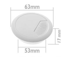 BeMatik - Lote de 20 pasacables Redondo para encastrar en Mesa de Color Blanco y diámetro 53 mm