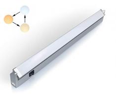 LED iluminacion bajo Mueble Giratoria con Tres Temperaturas de Color 3000 K/4000 K/6000 K Luz Cocina Estante Lavabo Armario con Kit de Instalación de 10.50watts 56cm