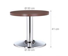 Relaxdays Mesa Auxiliar Redonda Ajustable, Madera, Marrón, 50 X 50 X 41 cm