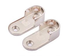Armario Tubo Almacenamiento Barras de Soporte,2 piezas de Cojinete de Tubo de Armario de Metal para Soporte de Varilla de Tubo de Gabinete (Diámetro 16 mm)