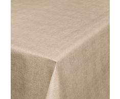 Mantel de hule, mantel para mesa de hule con aspecto de lino, lavable, toalla, beige, 140 x 140cm