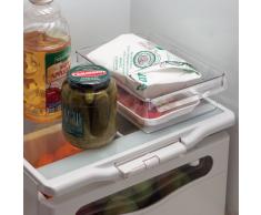 iDesign Caja transparente con asa, organizador de cocina grande de plástico, caja organizadora sin tapa para armarios, frigorÃfico o cajones, transparente