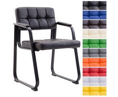 CLP Silla para Visitas Canada B Tapizada En Cuero Sintético I Silla De Espera con Reposabrazos I Silla Confidente con Base De Metal I Color: Negro, Metal Negro Mate