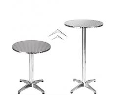 TecTake Mesa de bar bistró de aluminio altura ajustable 70 o 110 cm - Diámetro de la pata: 5,8 cm - 7,6 kg