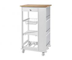 Phoenix Nizza - Carrito de Cocina con Ruedas (Tablero DM Lacado, 50 x 86 x 37 cm), Color Blanco