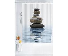 WENKO 20961100 Cortina de ducha Meditation - tejido textil de alta calidad, lavable, Poliéster, 180 x 200 cm, Multicolor