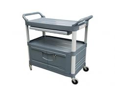 Rubbermaid FG409400GRAY - Carrito de servicio, HDPE, puertas con cierres y cajón deslizante, gris