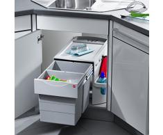 Hailo 3645221 basura Rondo 90.2/40 P 3645 – 22 Cubo de basura Sistema esquina Armario con extensión completa a mano para el montaje a partir de 90 x 90 cm), color gris