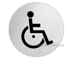 OFFORM Señal pictograma en acero inox Ø 100mm "Baño silla de ruedas" No.7723