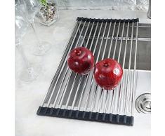 Aumentado en el fregadero de la cocina Escurridor estante de acero inoxidable estante del plato de secado