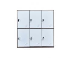 Oficina de metal y gabinete de casilleros para el hogar con almacenamiento de 6 puertas para zapatos de tela o bolsos, gabinete de armarios de dos componentes de 3 capas