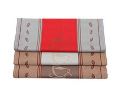 ZOLLNER Set de 3 Trapos de Cocina de algodón, 50x70 cm, Colores Variados (marrón, Rojo y Gris Claro)