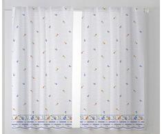 Cardenal Textil Mara Cortina Cocina Visillo, PoliÃ©ster, Azul, Pack 2 100 x 140 cm