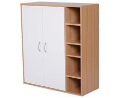 HOMCOM Armario Gabinete Consola Armario Bajo Mueble Organizador de Almacenaje Multiusos de Cocina Comedor Salón Baño con Puertas y Estantes Ajustables 80x32x90.5cm