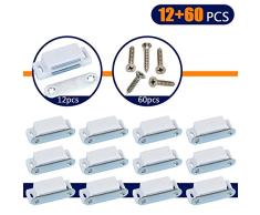 Coardor Cierre Armarios Magnético Pestillo Puerta 12 Piezas Para Puerta De Cocina Home Muebles Blanco Con Tornillos 60 Piezas
