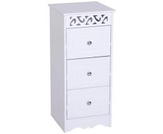 HOMCOM Armario de Almacenamiento Cajonera Multifuncional Gabinete Mueble Organizador de Almacenaje para Cocina Comedor Salón Dormitorio Baño 3 Cajones 29.8x29.8x68.5cm