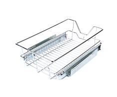 Zerone Cesto Extraíble, 35CM Cajón Telescópico Cocina Superficie Soporte de Metal Cromado Cesto Extraible Armario Cocina con Carril Deslizante (13.8)