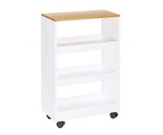 UNIMASA Carro verdulero Moderno Blanco de Madera para Cocina Basic, 48 x 24 x 77,20 cm