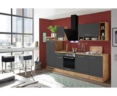 respekta cocina cocina pequeña Bloque de Cocina Cocina Amueblada y Equipada 280 cm Roble SILVESTRE Gris