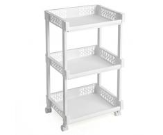 SONGMICS Carrito de Cocina con Ruedas, Estantería con 3 Niveles para Cocina, Oficina y Baño, 61 cm de Altura, Blanco KSC03WT