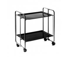 Carrito camarera armazón y bandejas negras. Cuatro posiciones fáciles de cambiar: cerrado, abierto, semi-plegado, bandeja inferior semi-plegada.