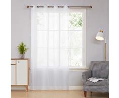 Deconovo Cortina Visillo Transparente para Salón y Cocina 140 x 180 cm 1 Pieza Blanco