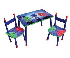 Fun House pyjamasques Mesa con 2 sillas para niños, MDF/Metal, 60 x 40 x 44 cm