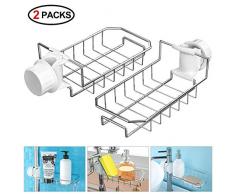 Zeeanker Esponja para Fregadero de Cocina, Estante de Almacenamiento para Jabón, Escurridor de Acero Inoxidable, Práctico Estante para Grifo(2 Piezas)