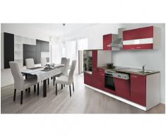 respekta KB310WRC - Bloque de Cocina (imitación Nogal, 310 cm), Color Blanco y Rojo