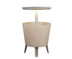 Keter - Mesa nevera para jardín Cool Bar iluminado, Color blanco