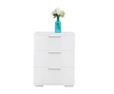 CLIPOP Cómoda de 3 cajones Gabinete de Almacenamiento de Archivo Blanco Mesilla de Noche para Oficina en casa (46 x42 x60cm)