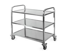 Oneconcept The Great Gatsby - Carrito para Servir, Servicio de restaurantes y hoteles, 3 Niveles de bandejas de 44x84cm, 28cm Entre bandejas, Carga máxima 480 kg, Acero Inoxidable