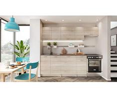 Muebles de Cocina Completa, 240 cms, Color Madera, Modulos cocinas ref-17