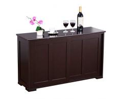 COSTWAY Aparador Buffet con Puertas Correderas Armario Almacenaje Multiusos Estantería de Madera para Cocina Comedor (Marrón Oscuro)