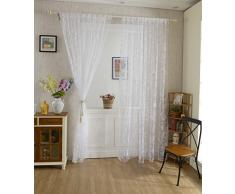 200x100cm Cortina de Gasa Patrón Mariposa para Ventana Habitación (blanco)