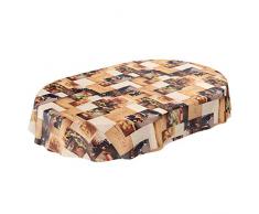 Anro - Mantel de hule lavable, para mesa, 95% PVC, 5% poliéster., Uvas de vino de madera, Oval 140 x 180cm Schnittkante