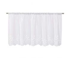 SIMPVALE Corto Cortina Moderna - Cortinas Visillo - Voile para Cocina Café - Blanco - Ancho 145cm / Altura 60cm