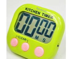 Revesun cocina módulo de temporizador de cocina digital con pantalla LCD de gran tamaño y botones, Loud Alarma, cordón, fuerte base magnética y soporte plegable, soporta contar hasta y cuenta atrás (color blanco)