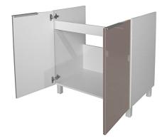 Berlenus CE8BT gabinete Sub-Abajo del Fregadero de Cocina de Color Topo del Alto Brillo 80 x 52 x 83 cm