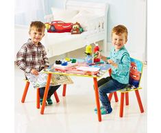 Cars Conjunto de Mesa y Dos sillas, Madera, Rojo, 63.00x63.00x45.00 cm