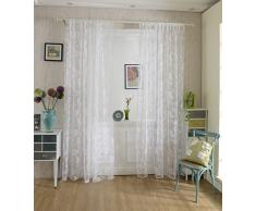 200x100cm Cortina de Gasa Patrón Peonía Blanco para Ventana Habitación (rosado)