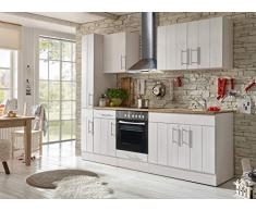 Respekta Cocina Cocina Pequeña Bloque de Cocina Cocina Cocina Amueblada y Equipada Cocina Totalmente Equipada 240Cm en Blanco