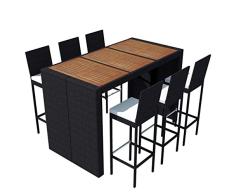 vidaXL Juego de Muebles de Bar de Jardín 13 Pzas Mesa Alta Barra con Taburetes de Exterior Patio Terraza Poli Ratán Sintético Negro Tipo Mimbre