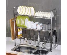 Estante para Secar Platos Sobre el Fregadero de Acero Inoxidable 2 Capa Estante de Especias Estante de Almacenamiento de Cocina Multiusos Carga 5 kg 95x 28 x83 cm