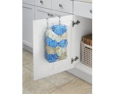 mDesign Portabolsas Colgante 'Classico' para el Armario de la Cocina - Organizador de Bolsas Fabricado en Acero para Guardar Bolsas - Cesta metálica para Las Puertas de armarios - Cromado