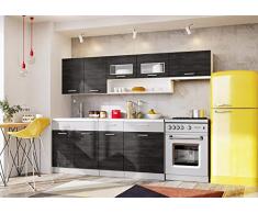 Muebles de Cocina Completa, 240 cms, Color Gris Ceniza y Platino, Modulos cocinas ref-18A