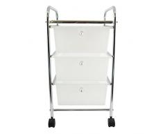 MSV Carrito DE BAÃO Cromado 3, Blanco, 62,5 x 40 x 33 (cajones: 39x29x13)