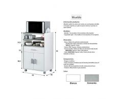 HABITMOBEL Mueble Modulo para Cocina aparador Estilo Moderno 59x40x92 cm (con Ganchos para Trapos)