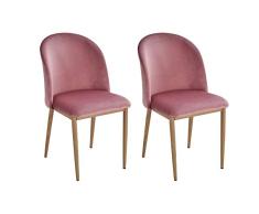 HOMCOM Juego de 2 Sillas de Comedor Moderno Silla con Asiento Tapizado Acolchado Suave Patas de Metal Respaldo Ergonómico 50x58x85 cm Rosa